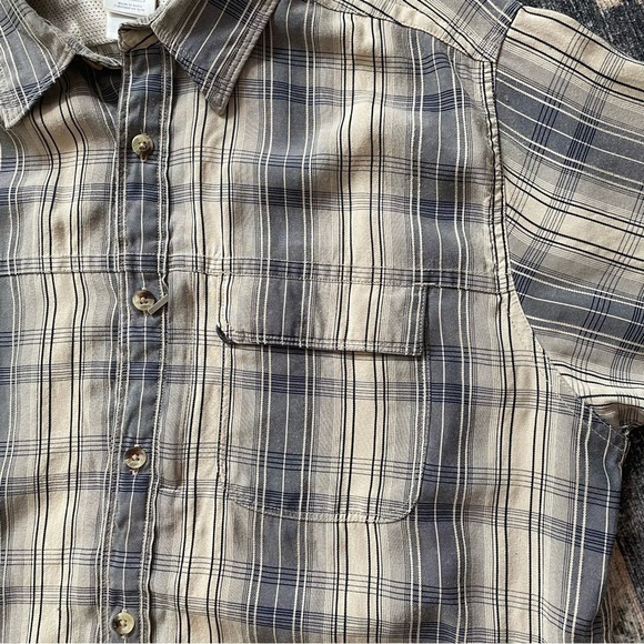 The North Face Men's Brown Plaid Short Sleeve Button Down Shirt Large - Picture 3 of 6